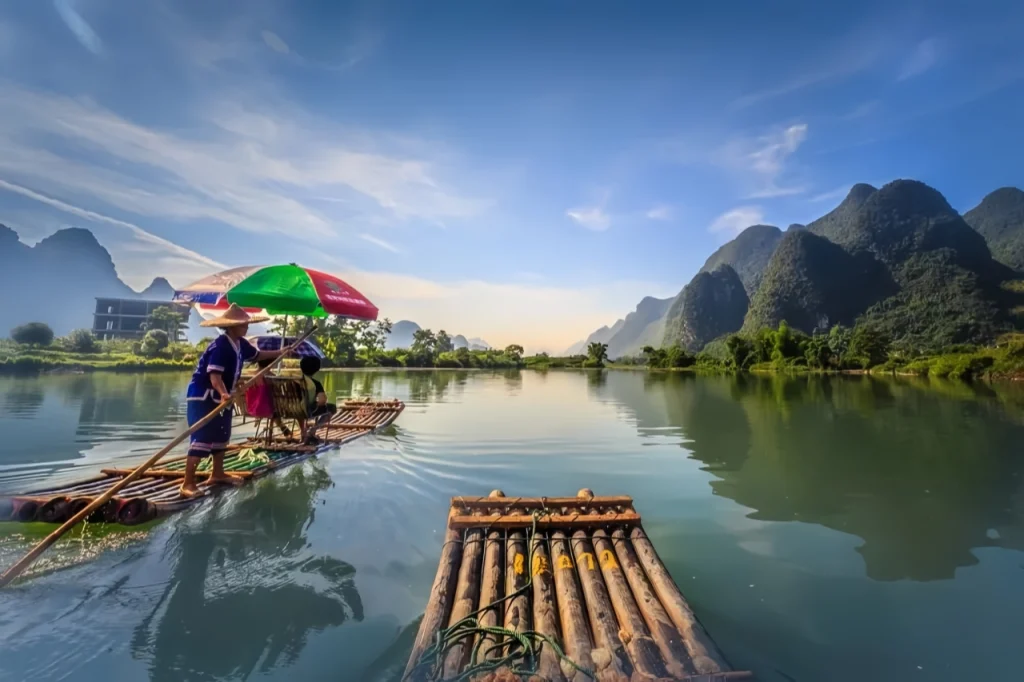 Реке Ли на плоте