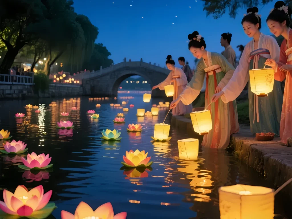 Спуск речных фонариков