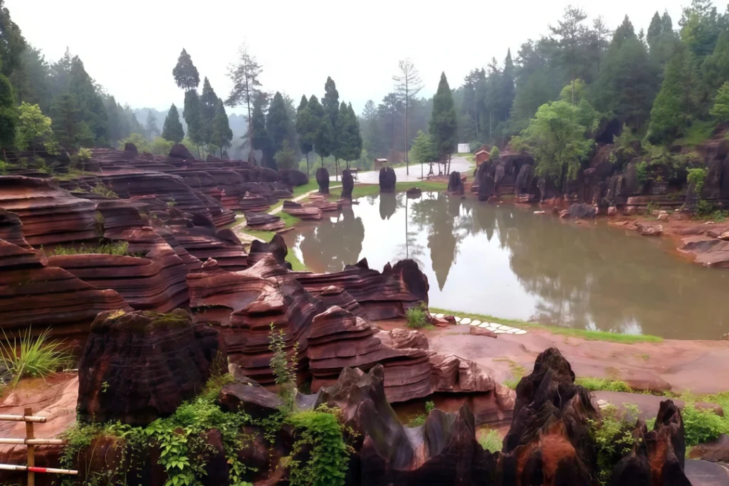 лес красных камени