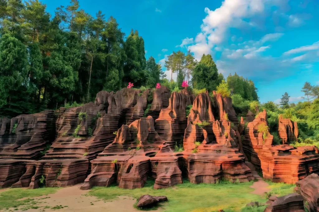 лес красных камени